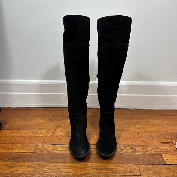 Born Black Suede Over the Knee Riding Boots Women’s 8M Tie Back Zip Tall Comfort - Picture 5 of 14